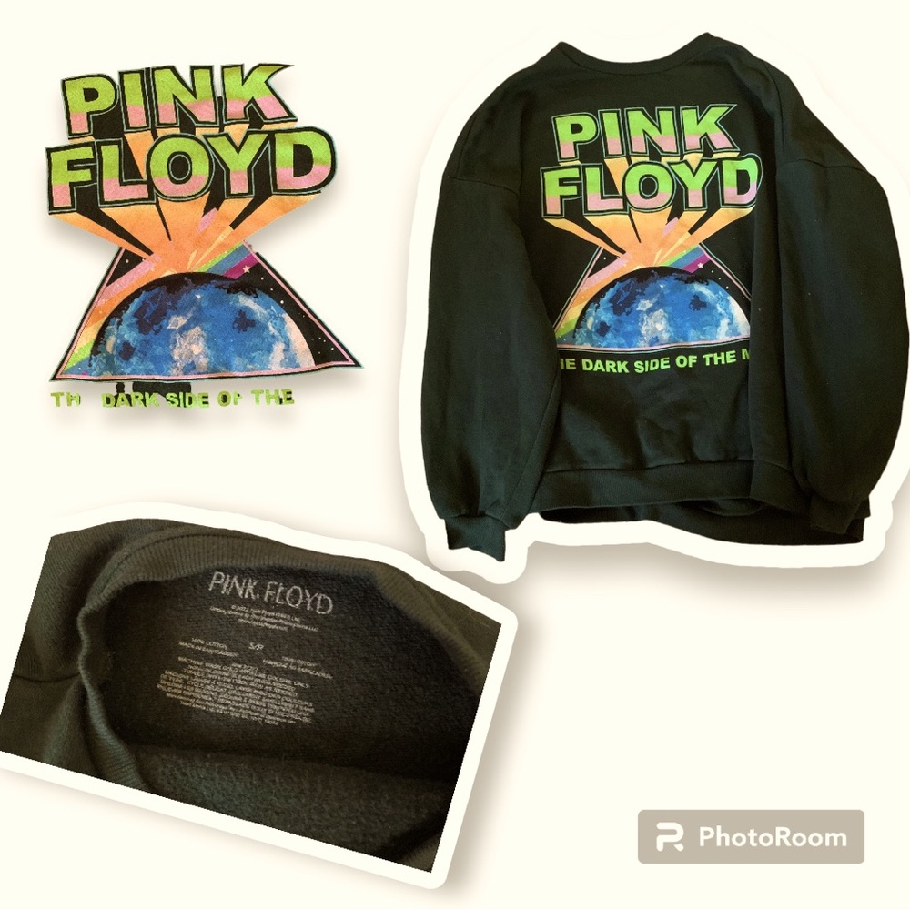 Pink flowd dark green sweatshirt